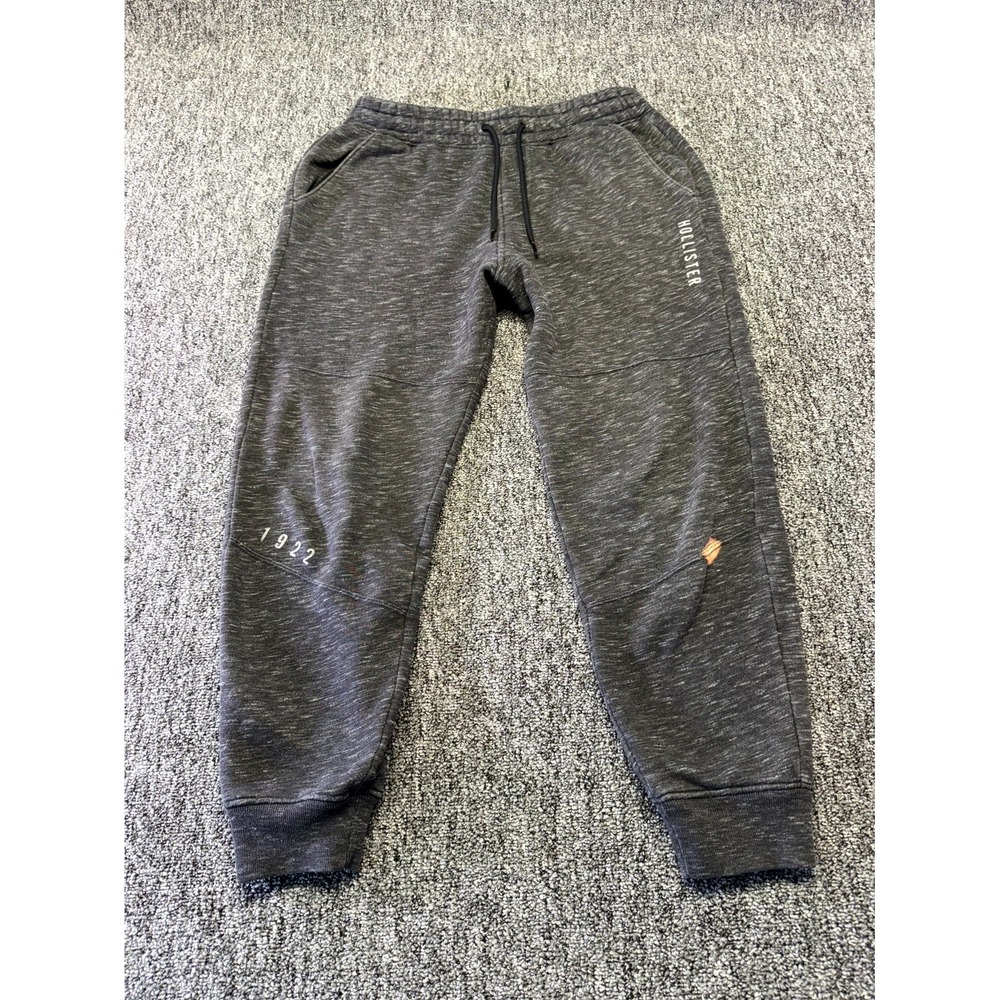 Hollister 1922 Sweatpants Mens Small Gray Fleece Drawstring Mid Rise Tapered Leg